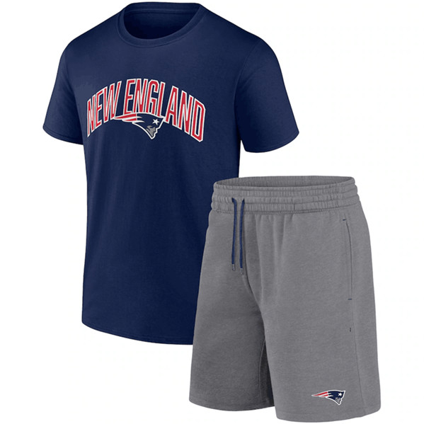 New England Patriots Navy/Heather Gray Arch T-Shirt & Shorts Combo Set